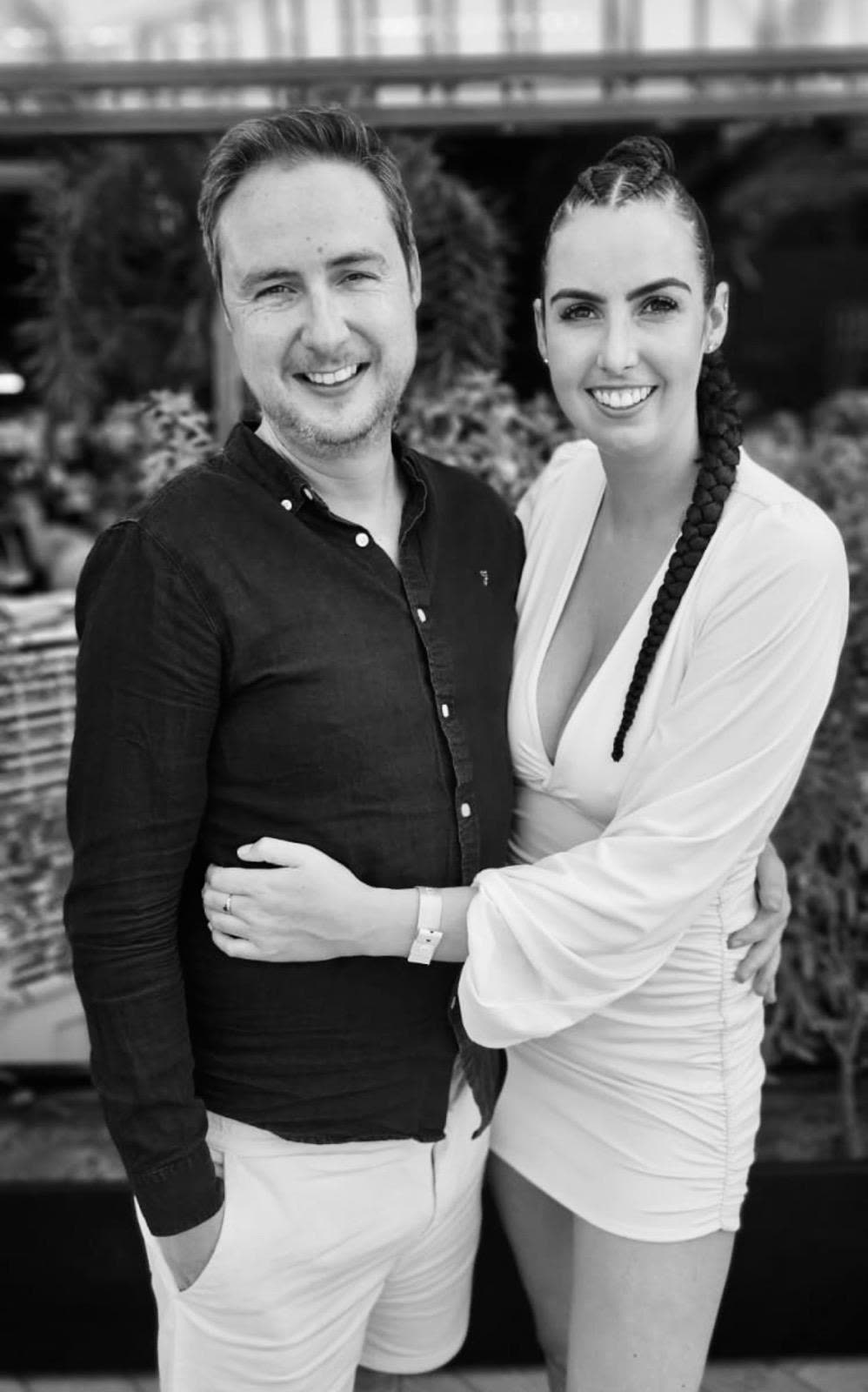 Black and white dressed-up portrait